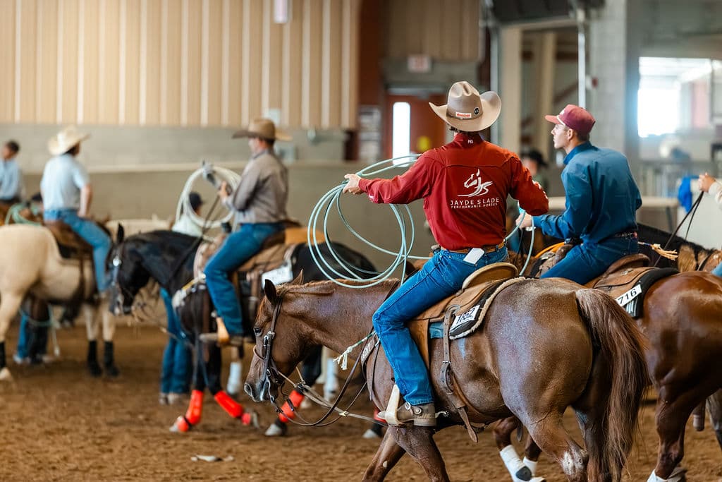 Roping practice in the covered arena