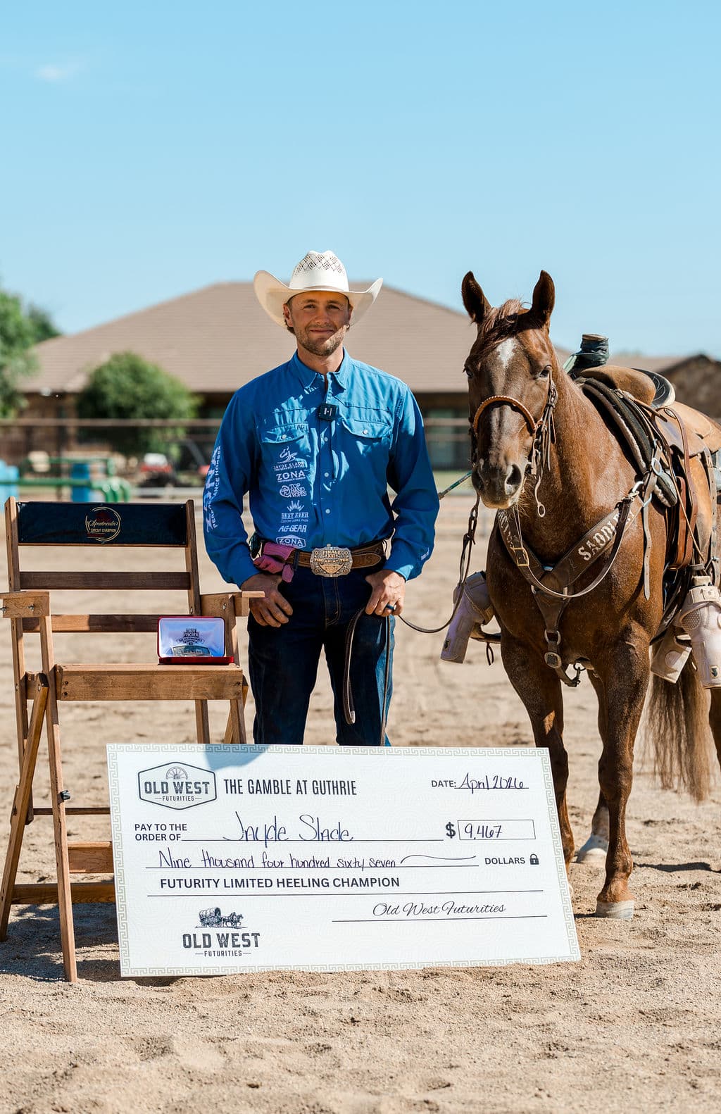 Jayde Slade, Futurity Limited Heeling champion, The Gamble at Guthrie 2026
